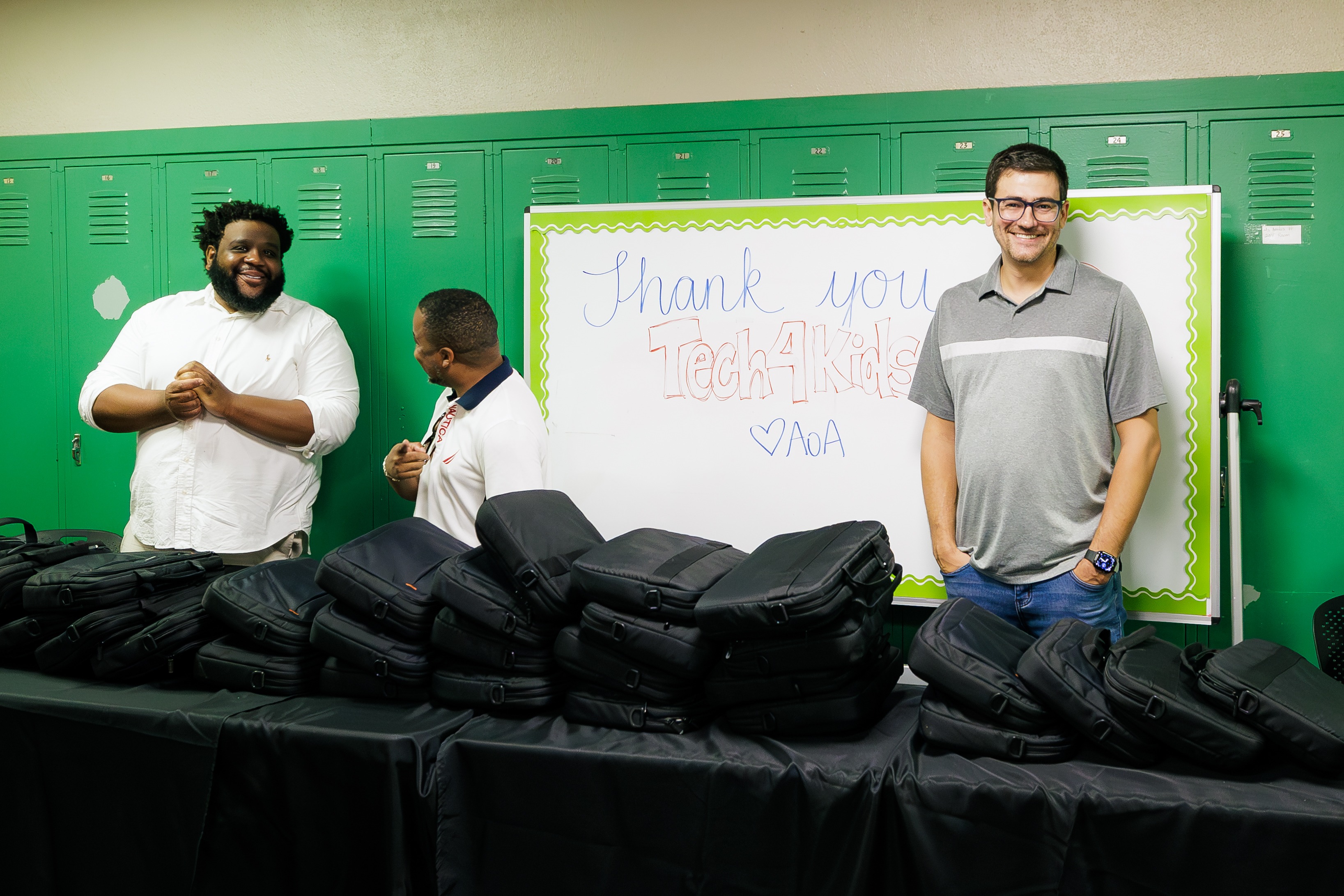 Laptop donation event setup